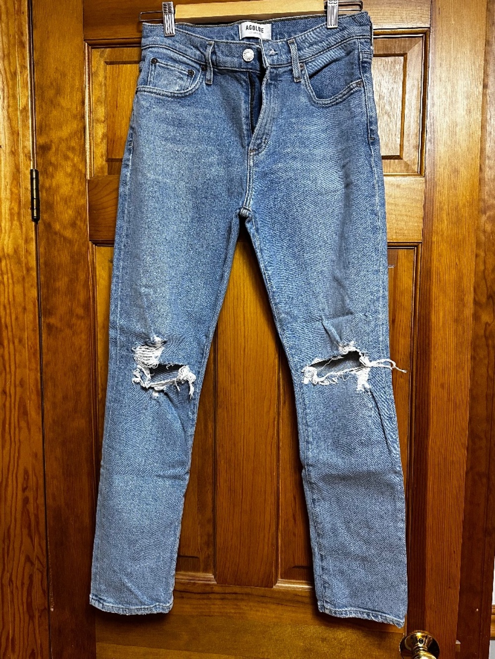 Agolde straight leg distressed jeans